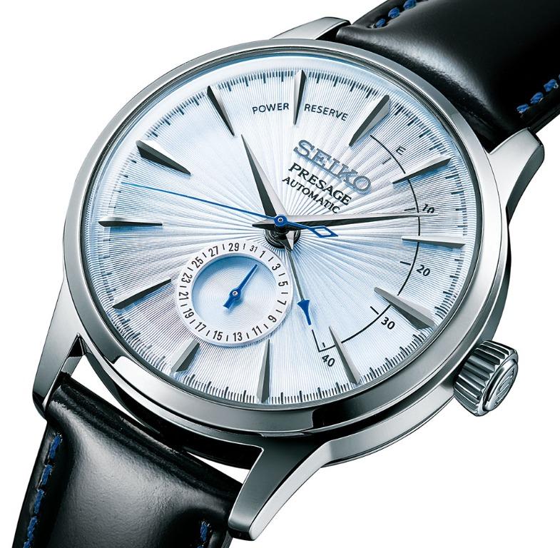 Seiko Presage Cocktail Time Silver Blue Tone Sunburst Automatic Watch ...