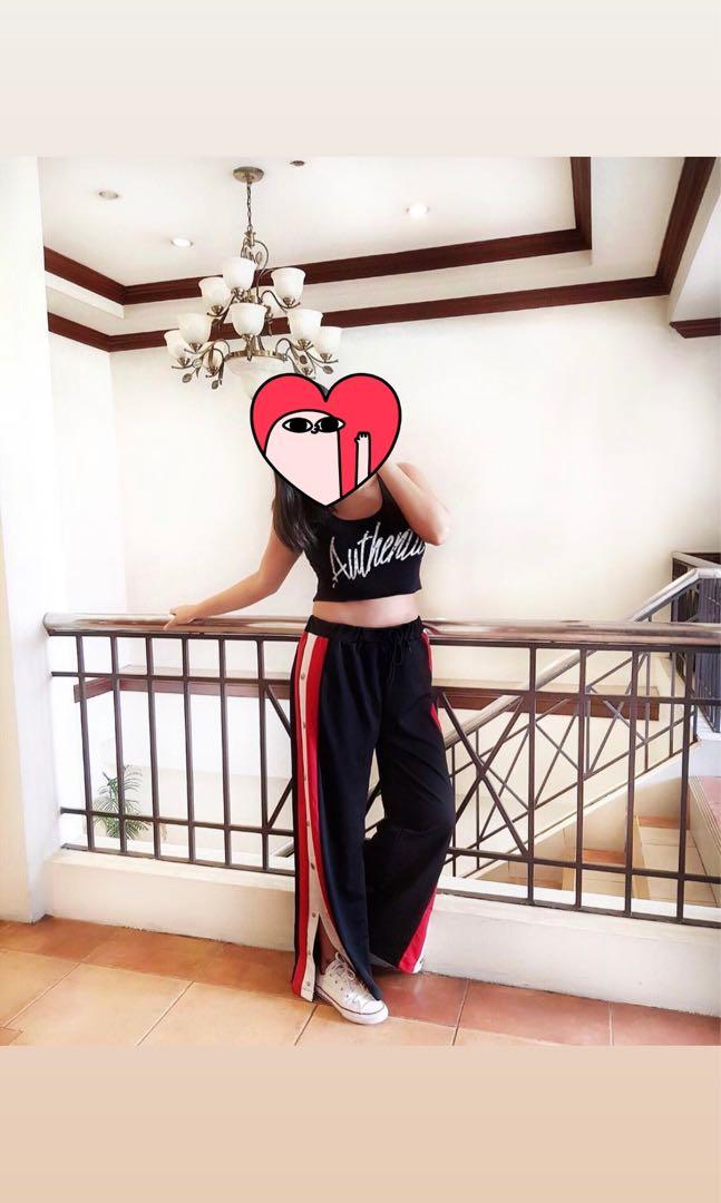 Side slit snap button pants, Women's Fashion, Bottoms, Other Bottoms on  Carousell