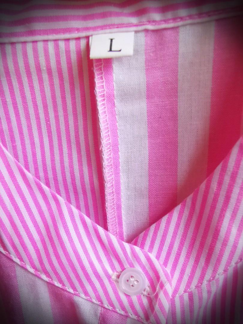 Striped Linen Polo in Pink (Category: Blouses) located in Quezon City. Submitted by celeste.m (Listing ID 1147325630, Image 2). Description: Striped linen polo in pink. Bought online for P600 but got the wrong size from shop..