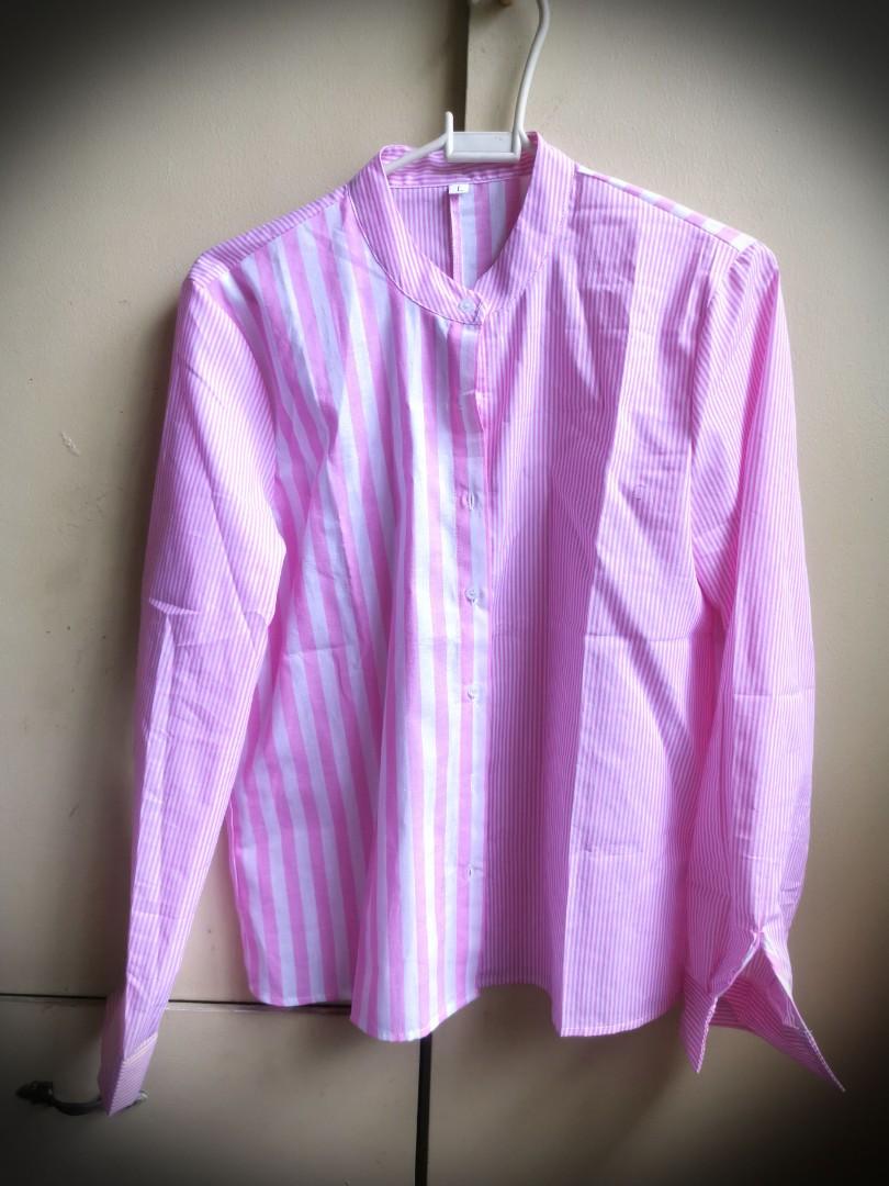Striped Linen Polo in Pink (Category: Blouses) located in Quezon City. Submitted by celeste.m (Listing ID 1147325630, Image 1). Description: Striped linen polo in pink. Bought online for P600 but got the wrong size from shop..