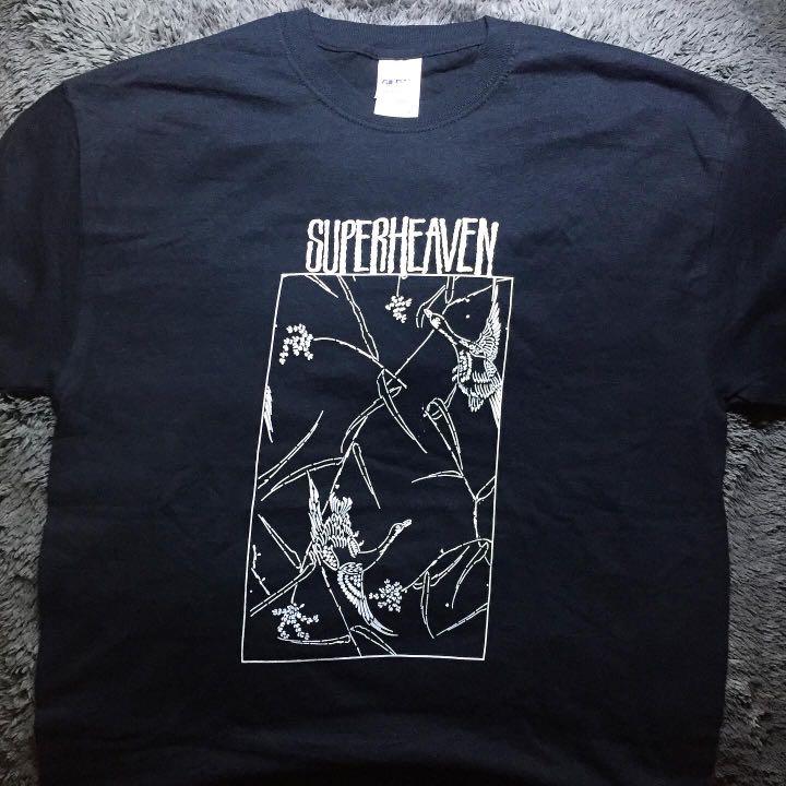 Superheaven black t shirt swan, Fesyen 