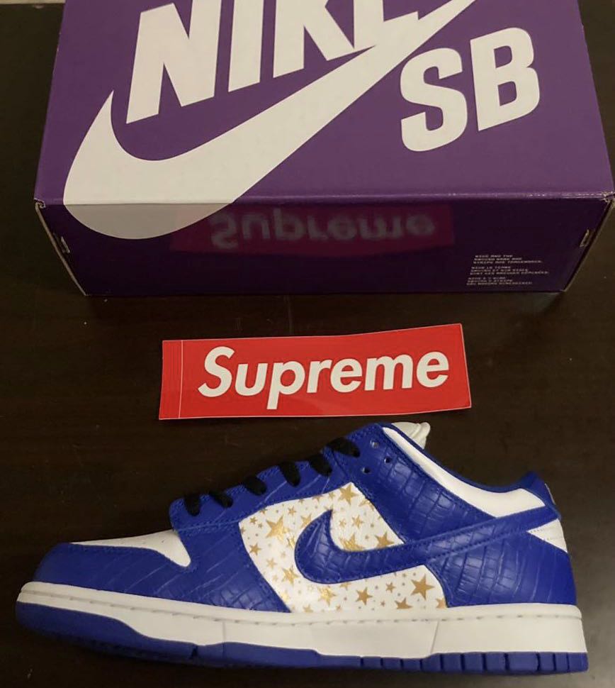 Supreme x Nike SB Dunk Low 白金藍星星聯名款DH3228-100 US10 , 他的