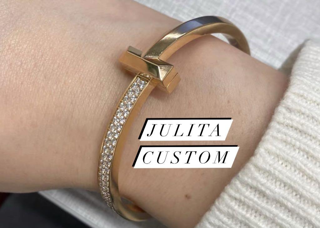 TIFFANY T1 Wide Diamond Hinged Bangle Women s Fashion Jewelry