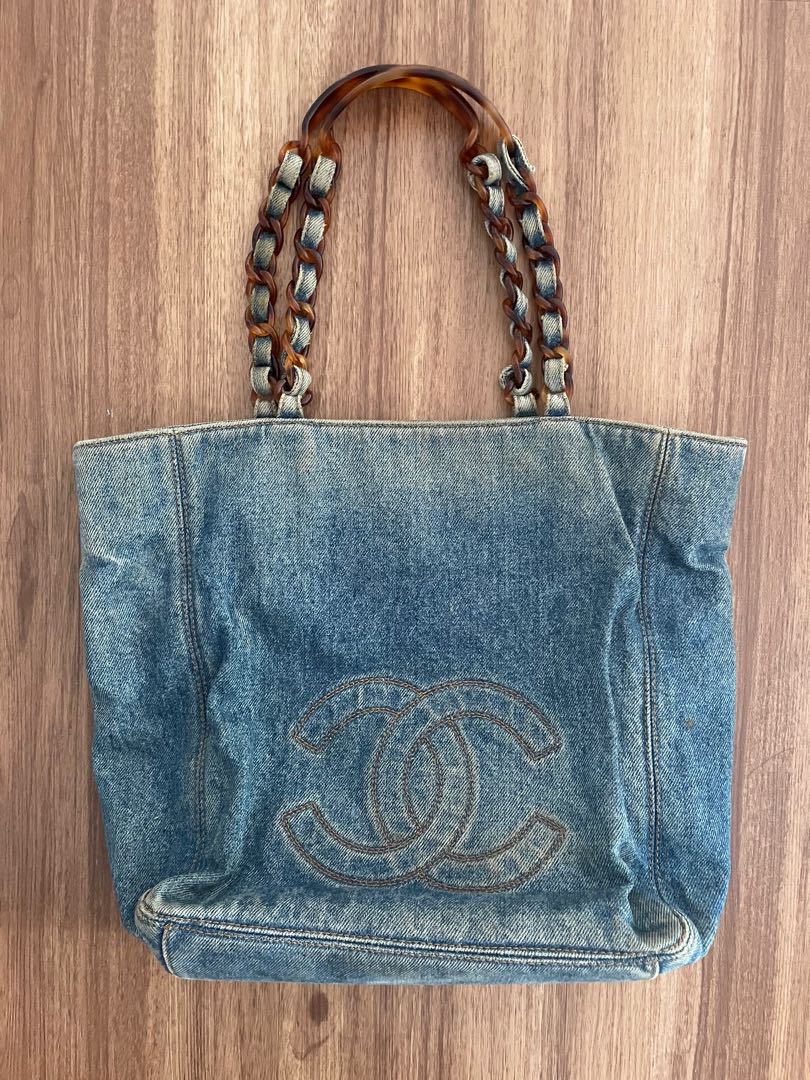 Vintage Chanel Denim Tote Bag, Luxury, Bags & Wallets on Carousell