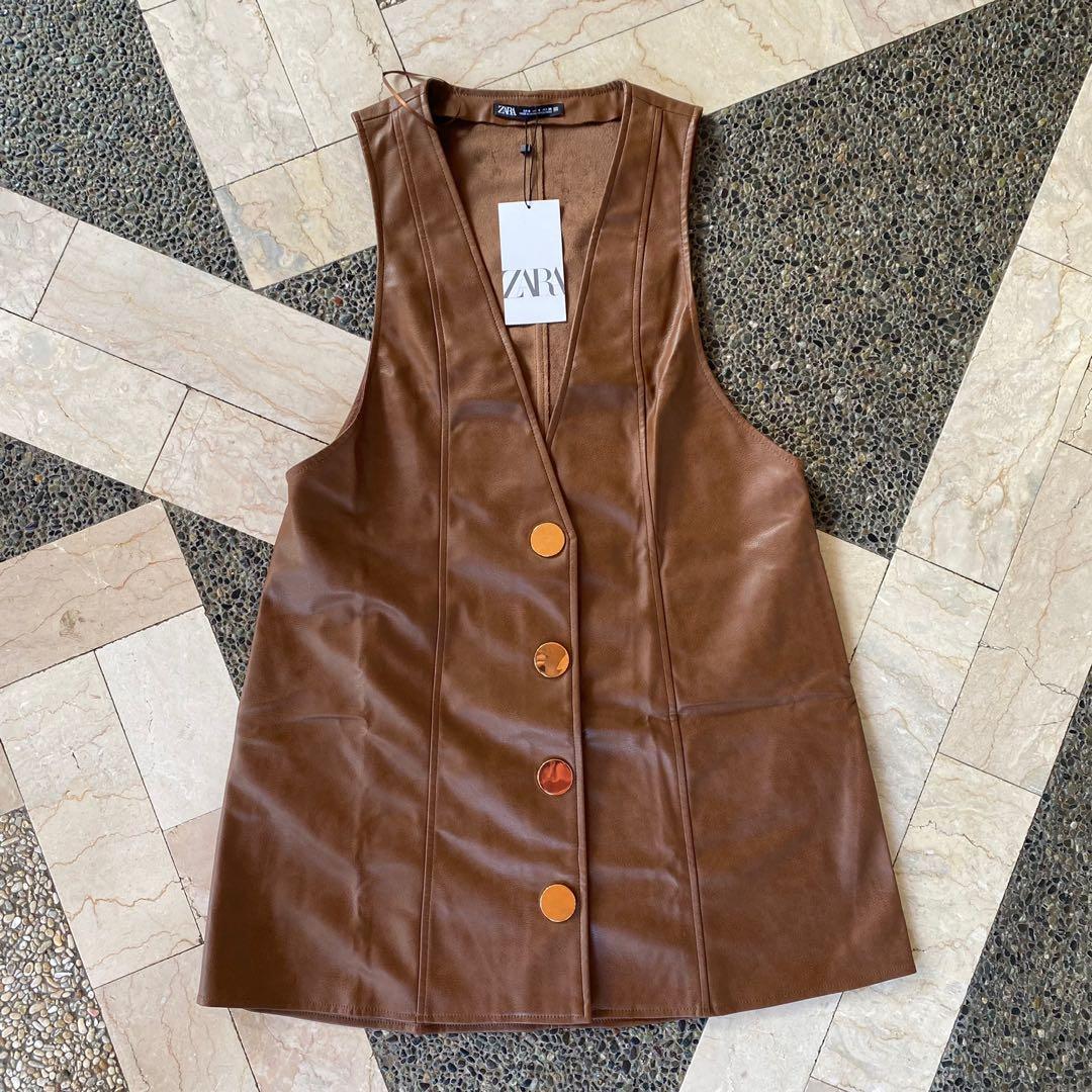zara faux leather pinafore dress Olive Faux Leather Pinafore Dress Hyacinth House Olive Faux Leather / M main image 1
