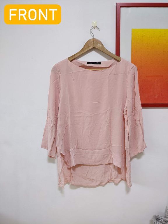 Zara pink outlet chiffon top