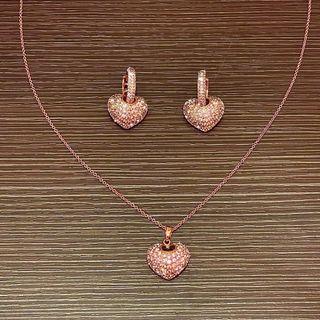 🆕 Paved Hearts Necklace & Earring Set #VeliNew