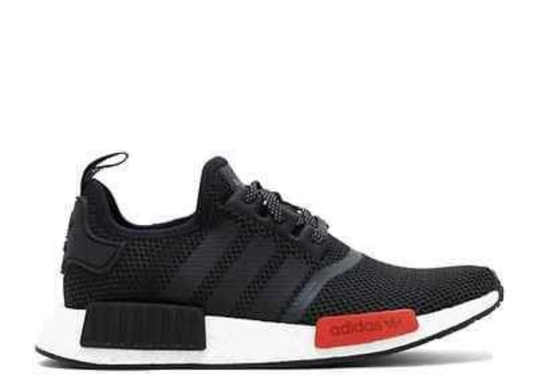 Adidas NMD R1 black red tab Men s Fashion Footwear Sneakers on Carousell
