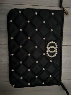 Aldo Black envelope bag with pearl detail