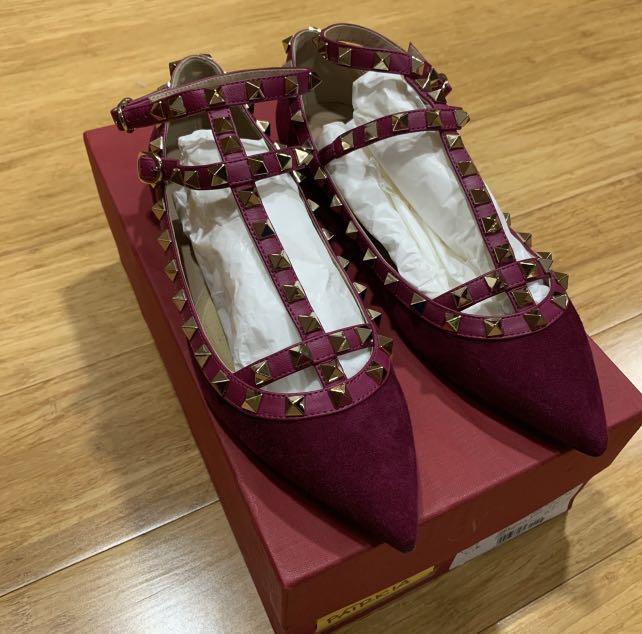 Authentic Valentino Garavani Patent Rockstud Caged Ballet Flats Luxury Sneakers Footwear on Carousell
