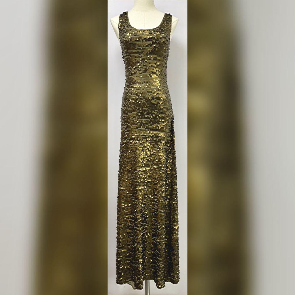 Bcbg gold sequin dress shop