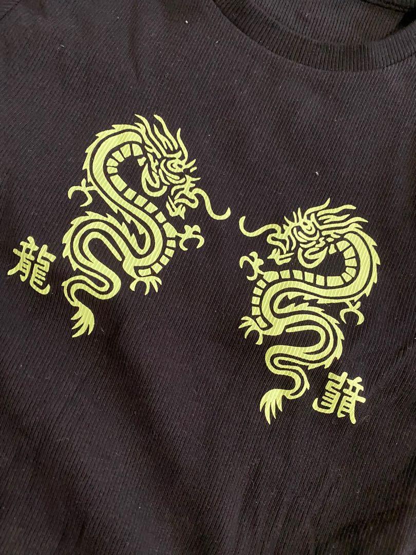 bershka black dragon top
