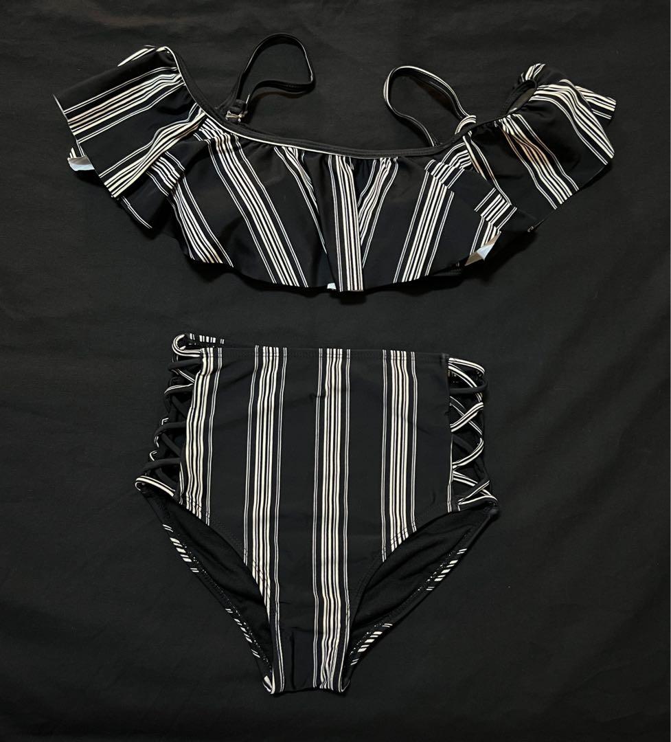 Bikini bathing suit swimsuit black and white 2 piece, Women's Fashion ...