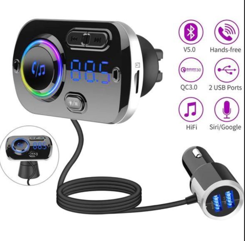 Bluetooth Car Charger, BC49BQ Wireless Bluetooth Car Kit, Fast Charging