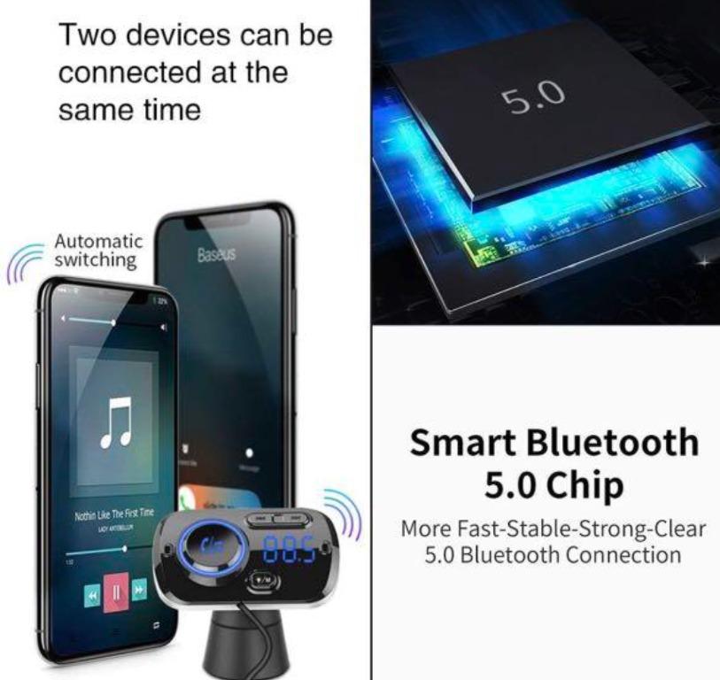 Bluetooth Car Charger, BC49BQ Wireless Bluetooth Car Kit, Fast Charging