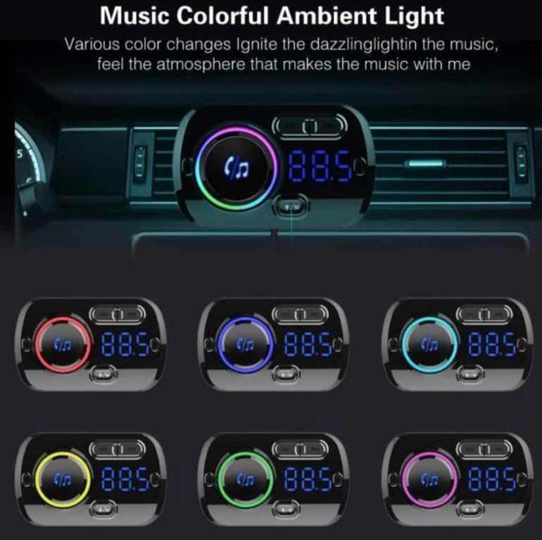 Bluetooth Car Charger, BC49BQ Wireless Bluetooth Car Kit, Fast Charging