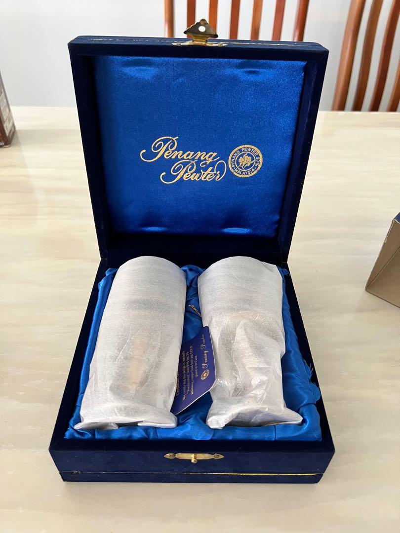 Brand new in box Penang pewter wine goblets cup set of 2, Furniture