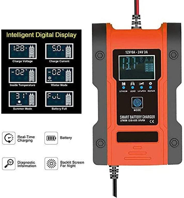 [C5448] BUDDYGO [New Upgrade] Car Battery Charger, 12V/24V 6Amp
