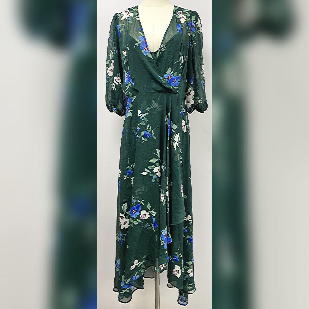 Calvin klein green floral dress shop