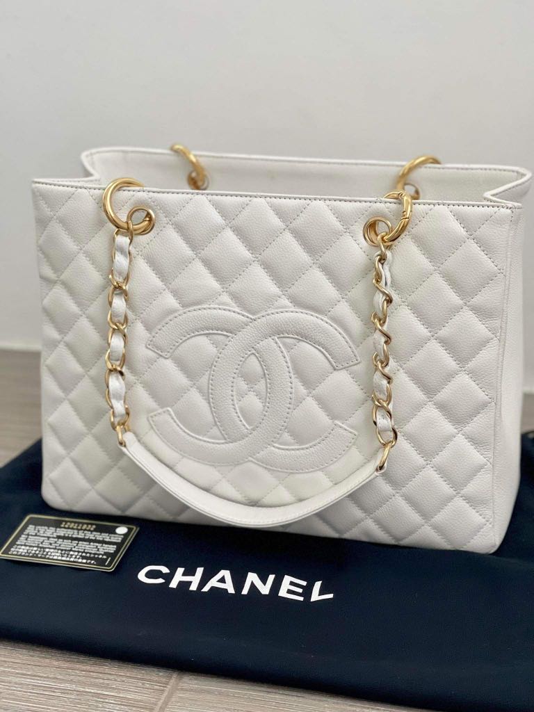 Chanel GST white caviar, Luxury, Bags & Wallets on Carousell