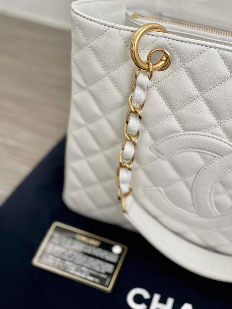 Chanel White Caviar GST with Gold Hardware – City Girl Consignment