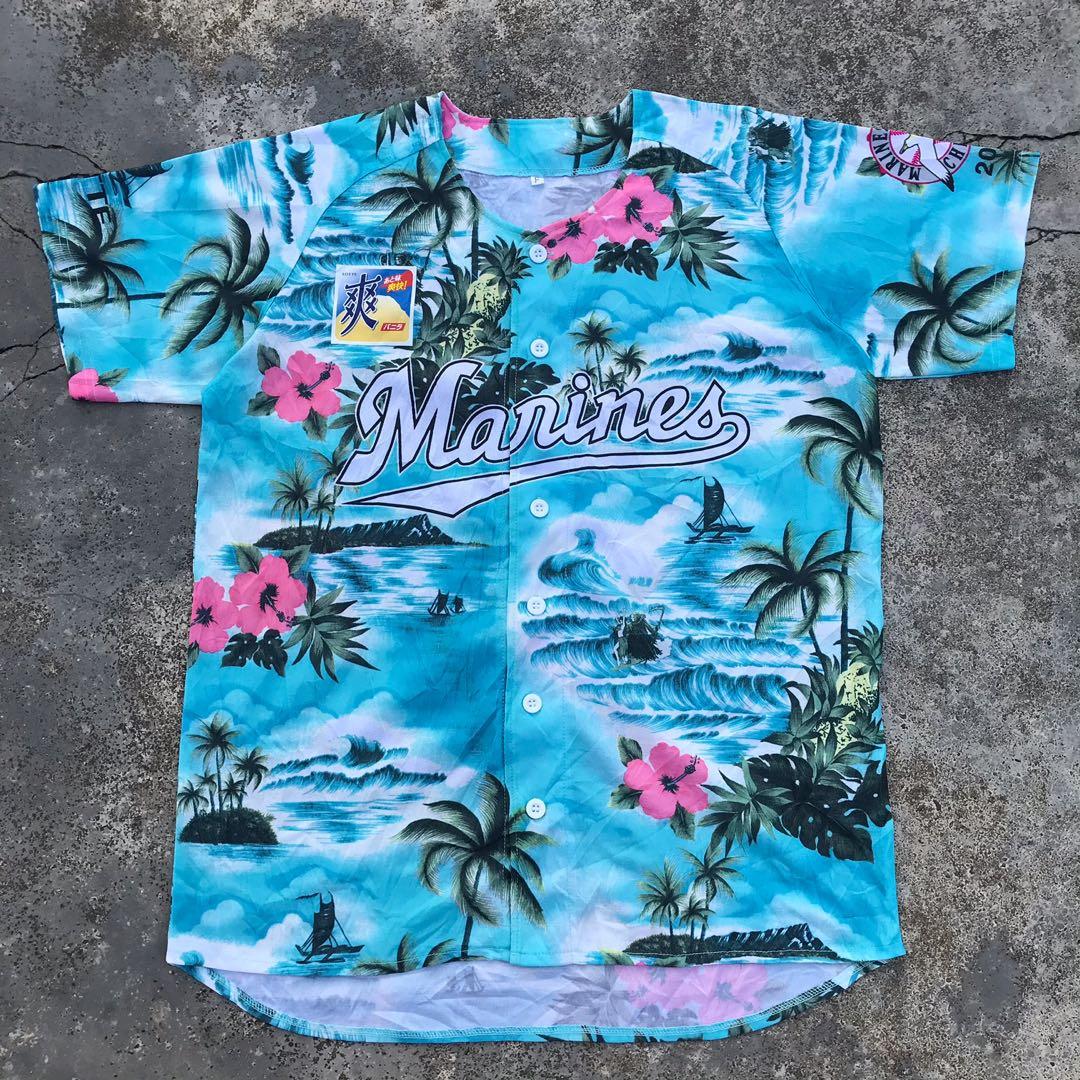 Chiba Lotte Marines Japan Hawaii Baseball Jersey Blue 2019 Large Authentic