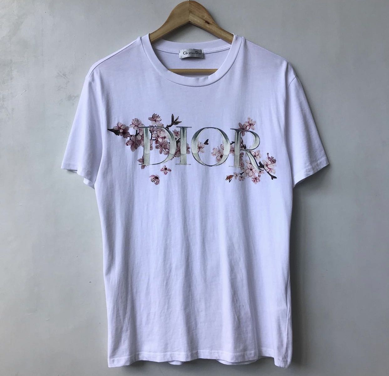 Dior White Floral Logo Embroidered Tee  Savonches