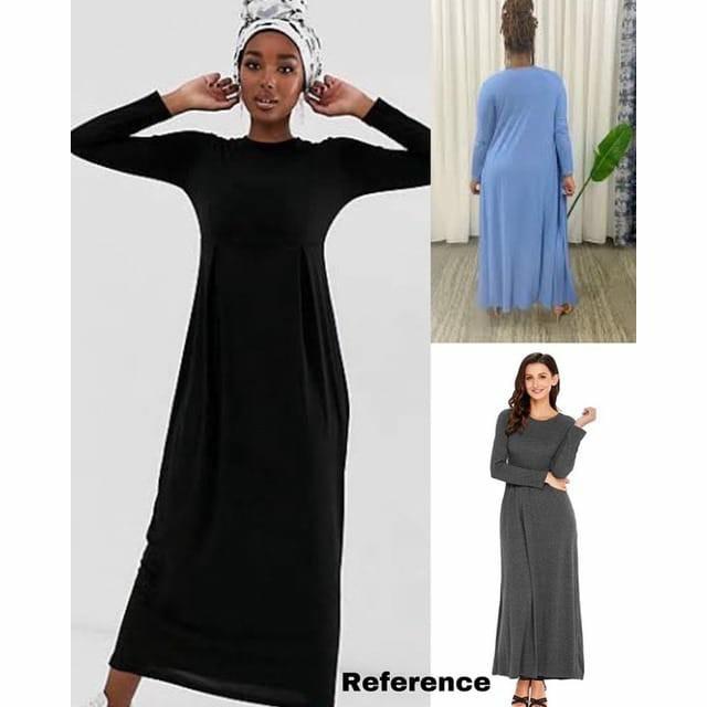 Dress maxi long sleeve Splash Atasan gaun branded polos wanita