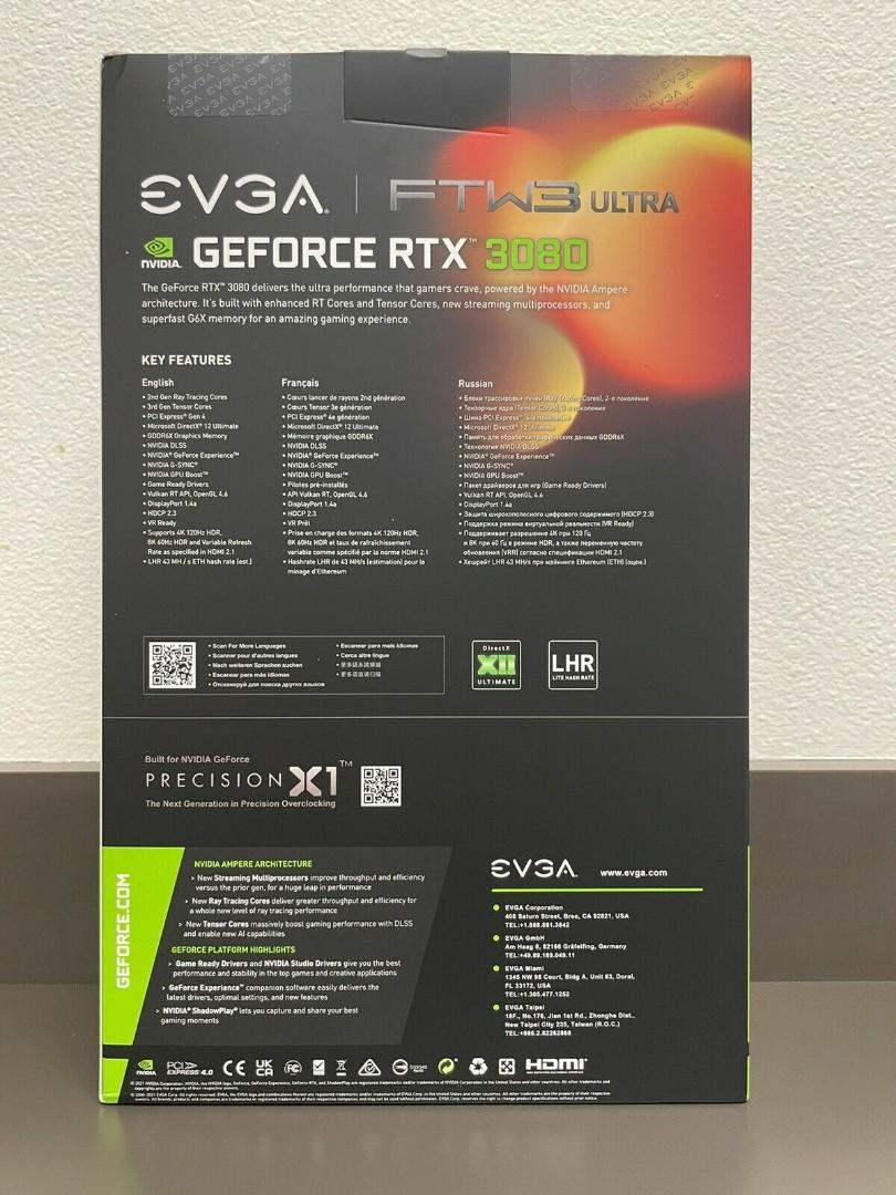 EVGA GeForce RTX 3080 FTW3 ULTRA Gaming Unopened new sealed (Category: Gaming Accessories) located in Atherton. Submitted by kvkelect (Listing ID 1147590313, Image 3). Description: EVGA GeForce RTX 3080 FTW3 ULTRA GAMING, 10G-P5-3897-KL, 10GB GDDR6X, iCX3 Technology, ARGB LED, Metal Backplate, LHR Never been opened, in stock. I ship same or next business day.