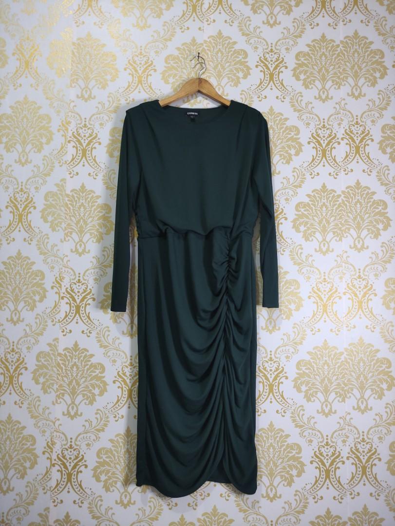 Express dark green dress, Fesyen Wanita 