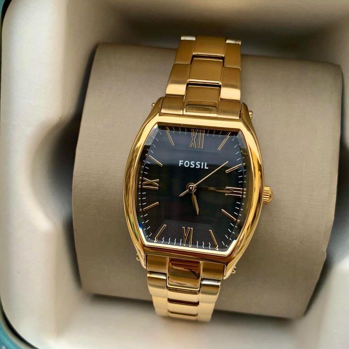 Black and gold fossil watch best sale women's