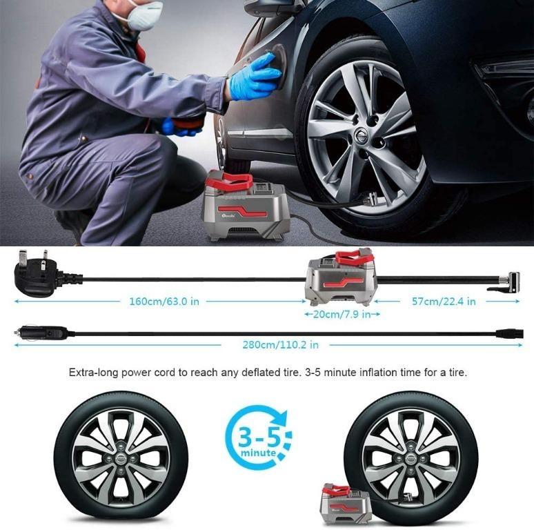 H3059 Reesibi 12V 230V Tyre Inflator Air Compressor 150PSI 10.3bar AC