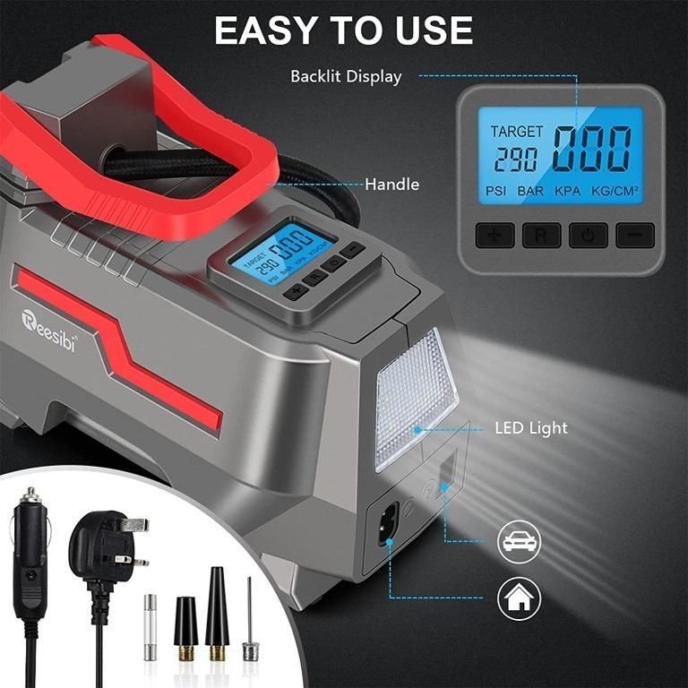 H3059 Reesibi 12V 230V Tyre Inflator Air Compressor 150PSI 10.3bar AC