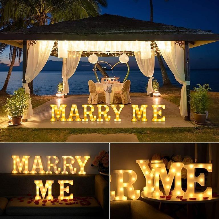 H3061 Gyunjux Marry ME Sign,LED Light Up Letter, Valentine Gift Light Up  Marry Me Sign