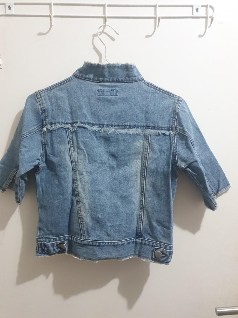 High neck jeans jacket, Fesyen Wanita 