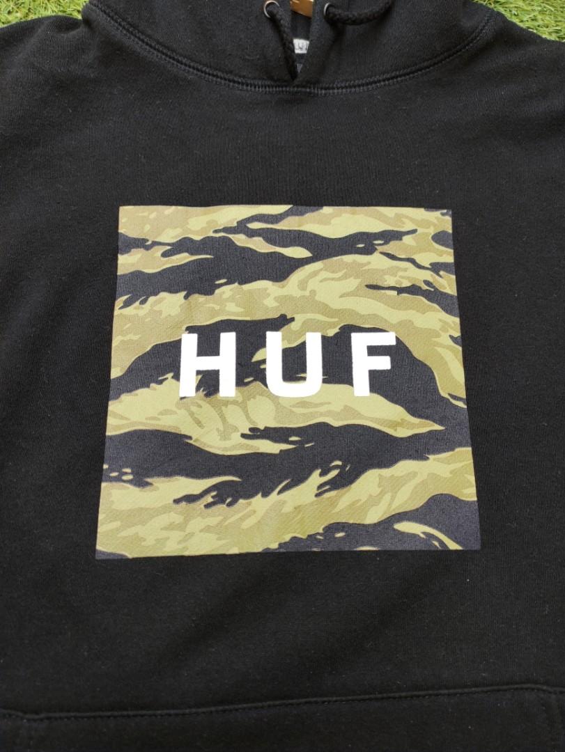 hoodie huf men's golden camo stripe box logo pullover, Fesyen Pria, Pakaian  , Baju Luaran di Carousell