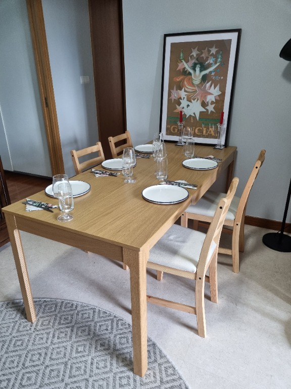 IKEA extendable dining table and 4 chairs set, Furniture & Home Living