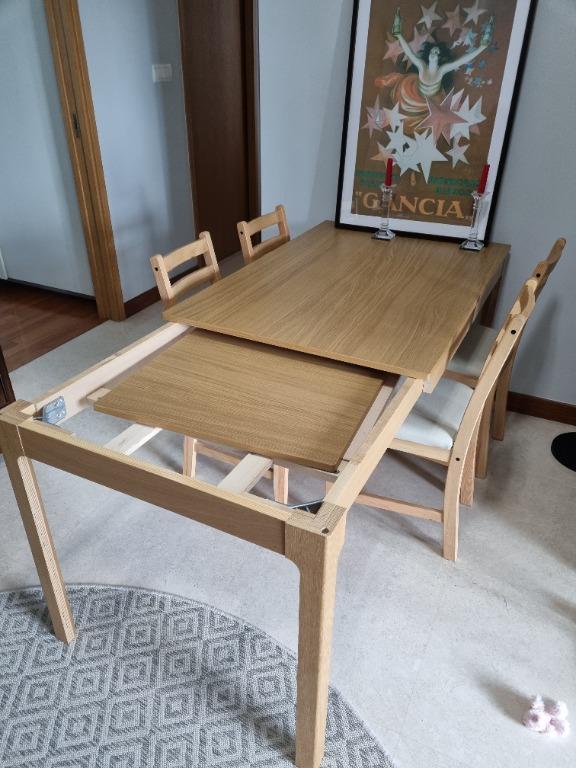 IKEA extendable dining table and 4 chairs set, Furniture & Home Living
