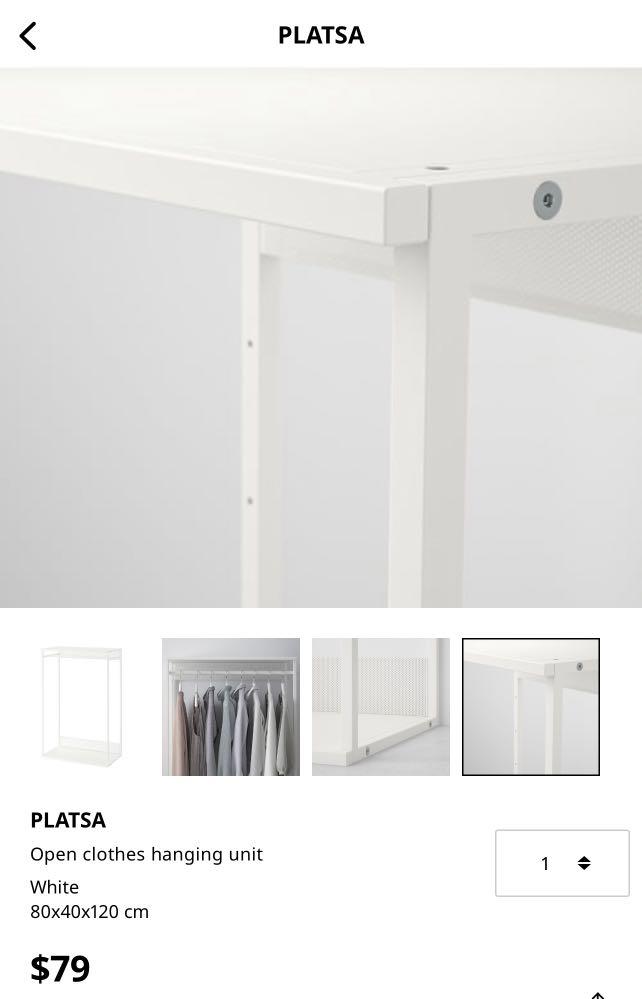 Platsa open top clothes hanging unit
