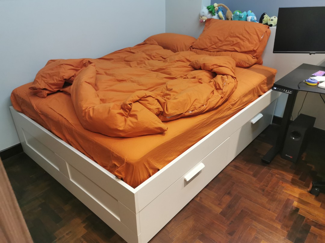 IKEA storage bed frame with mattress, Furniture & Home Living