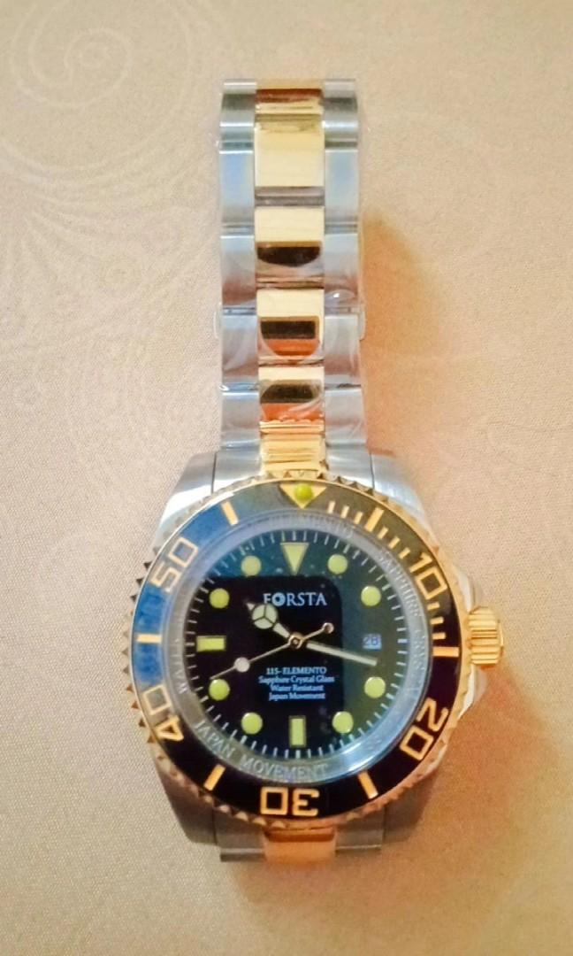 Jam Tangan Forsta Elemento 115 Dual Tone Silver Gold, Fesyen Pria, Jam