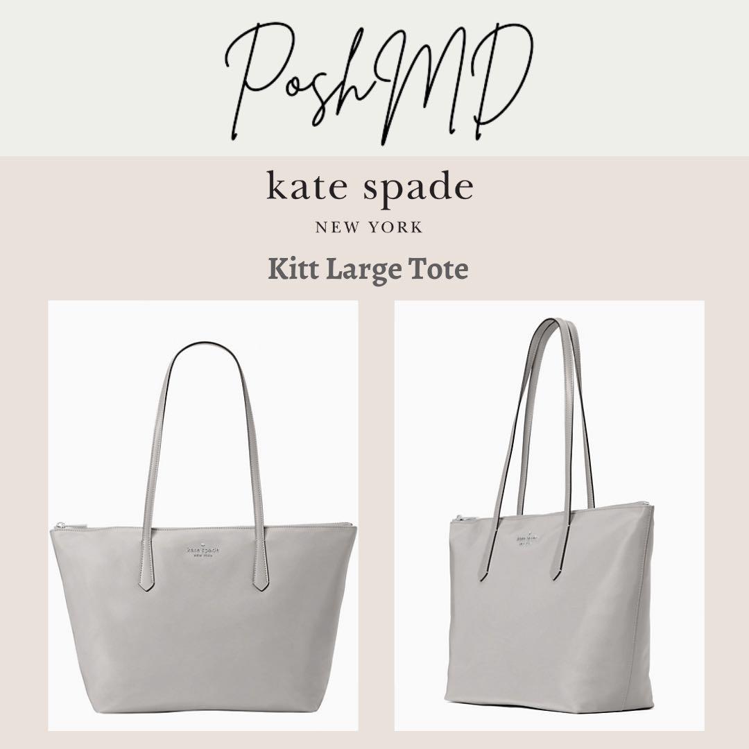 Kate Spade Kitt Large Top Zip Little Better Nylon Tote Bag Nimbus Grey 