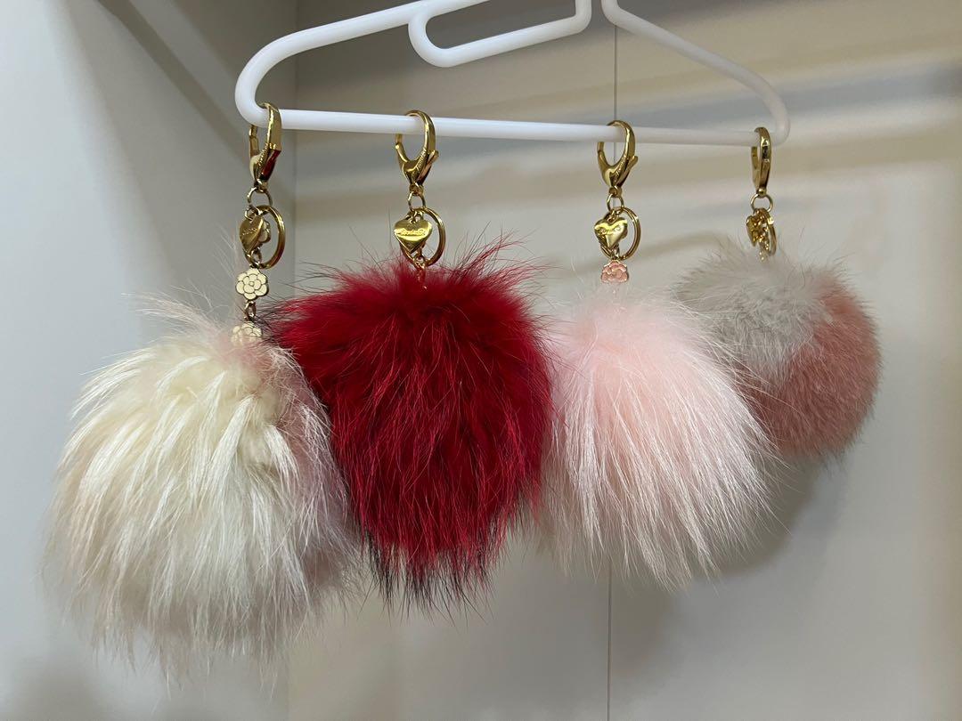 Fur pom pom bag charm outlet