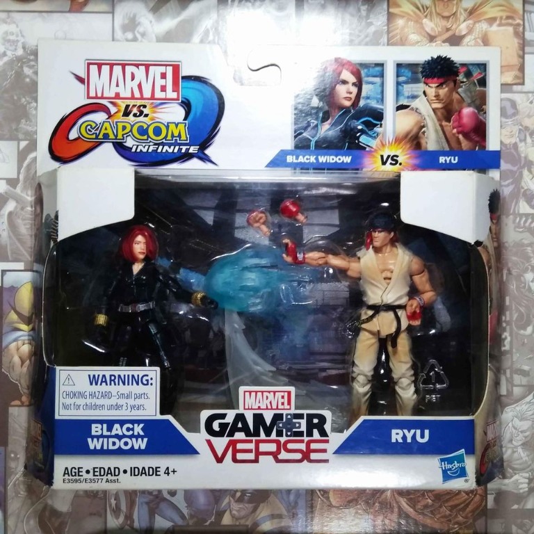MARVEL GAMERVERSE VS. CAPCOM 3.75 INCH BLACK WIDOW & RYU FIGURES MOC ...