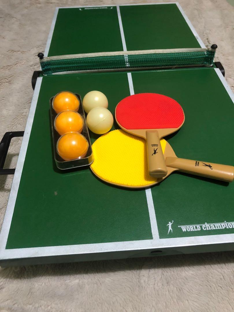1 Set Mini Table Tennis Set Wooden Portable Ping Pong Board Game