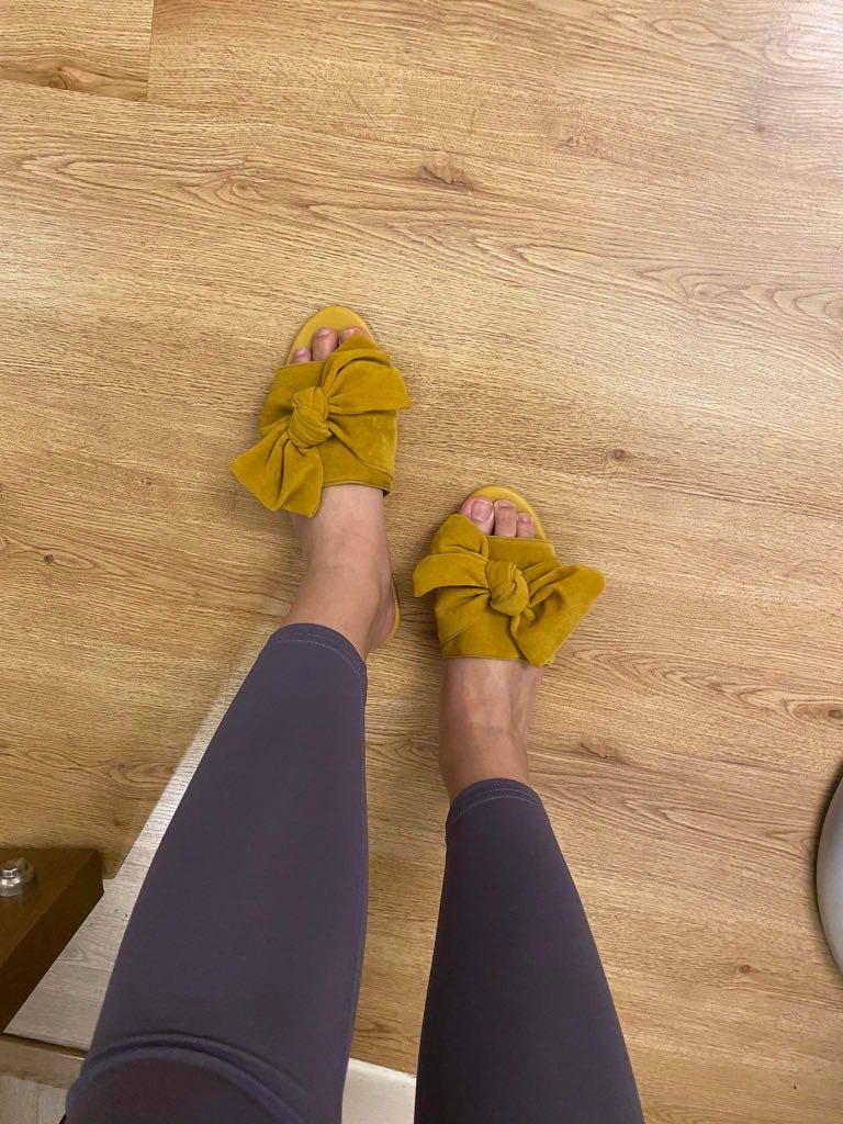 mustard yellow flat sandals