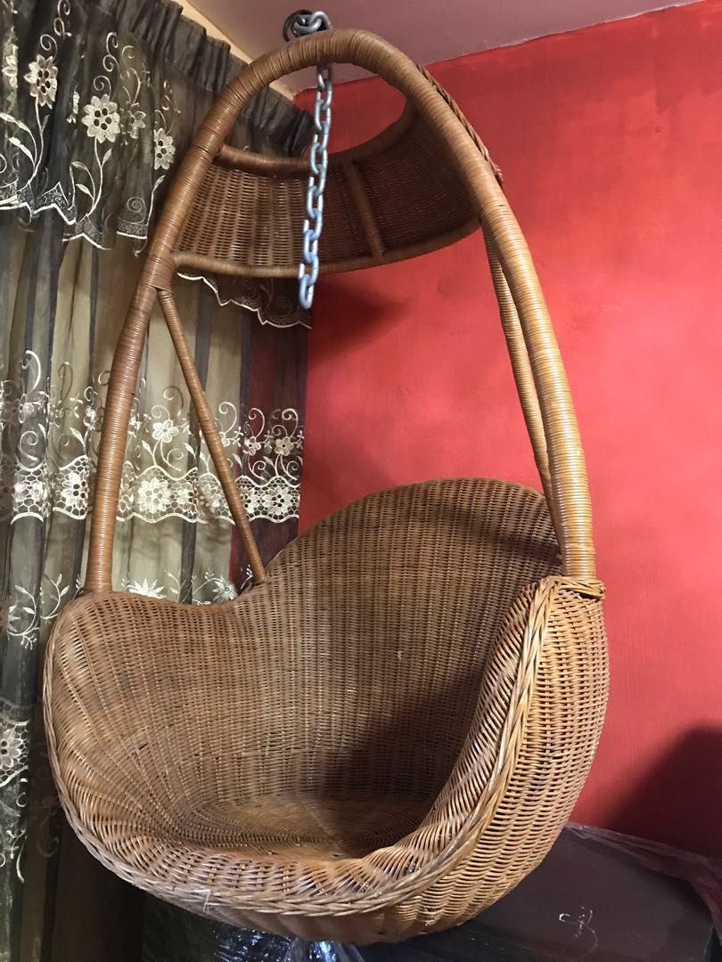 Rattan Basket Swing Chair, Furniture & Home Living, Outdoor Furniture