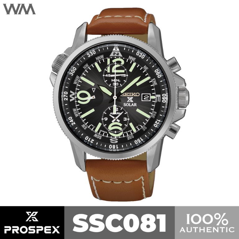Seiko Prospex Adventure Solar Chronograph Leather Strap Watch SSC081,  Luxury, Watches on Carousell