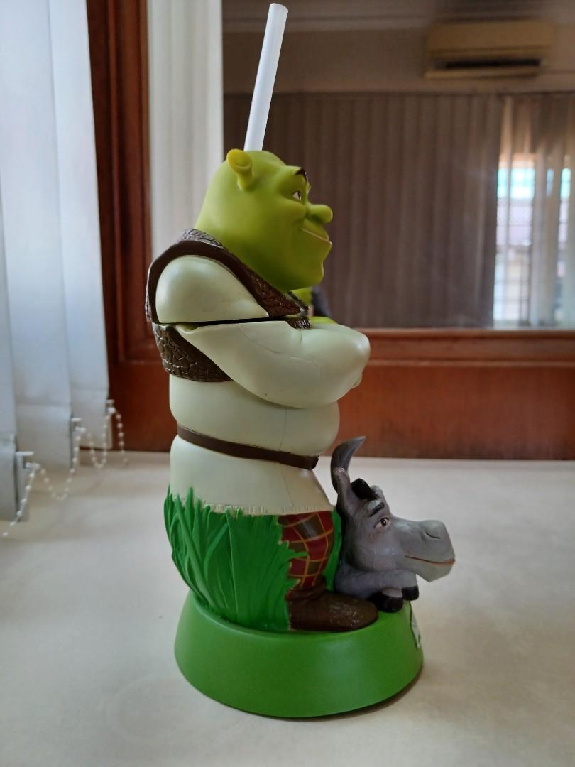 2003 Shrek and Donkey Figure Cup Topper And Straw Souvenir Universal Studios