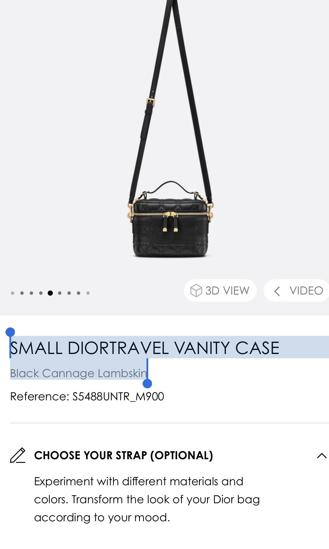 Small DiorTravel Vanity Case Black Cannage Lambskin